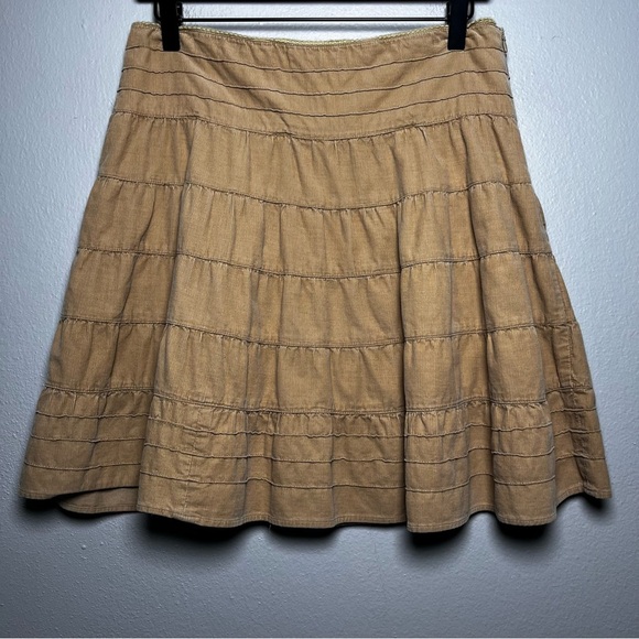 y2k Mossimo Women Corduroy Skirt Small Tan Western Boho Fairy Academia Tiered - Picture 3 of 7